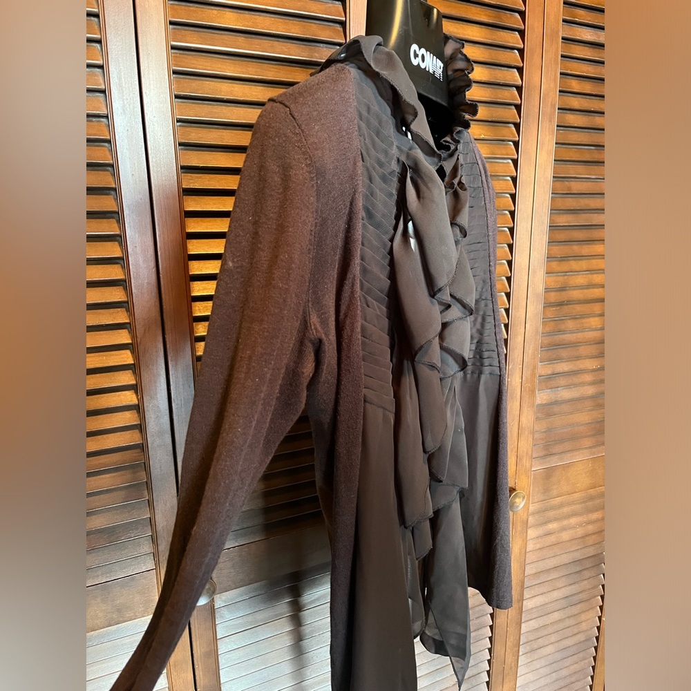 5|48 Black Ruffled Cardigan - Picture 2 of 4
